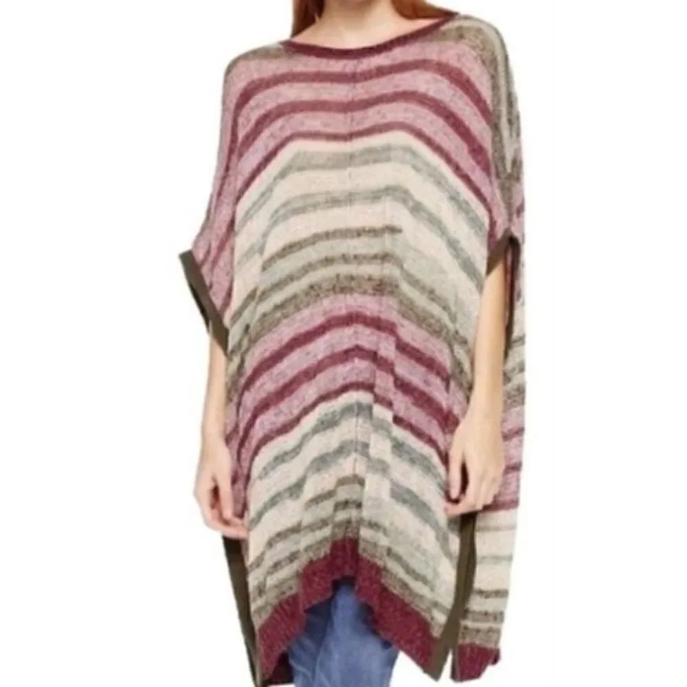 NWT Multi Color Knit Poncho Sweater Pullover